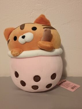 Takashoji Boba Tea Orange Cat Plush
